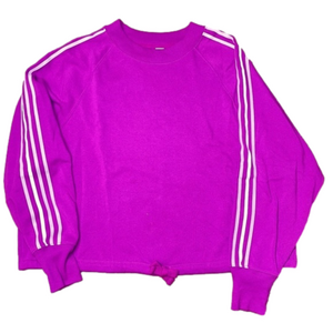 OLD Navy Active Cropped Tie Cinch Waist Purple Striped Mock Neck Sweatshirt